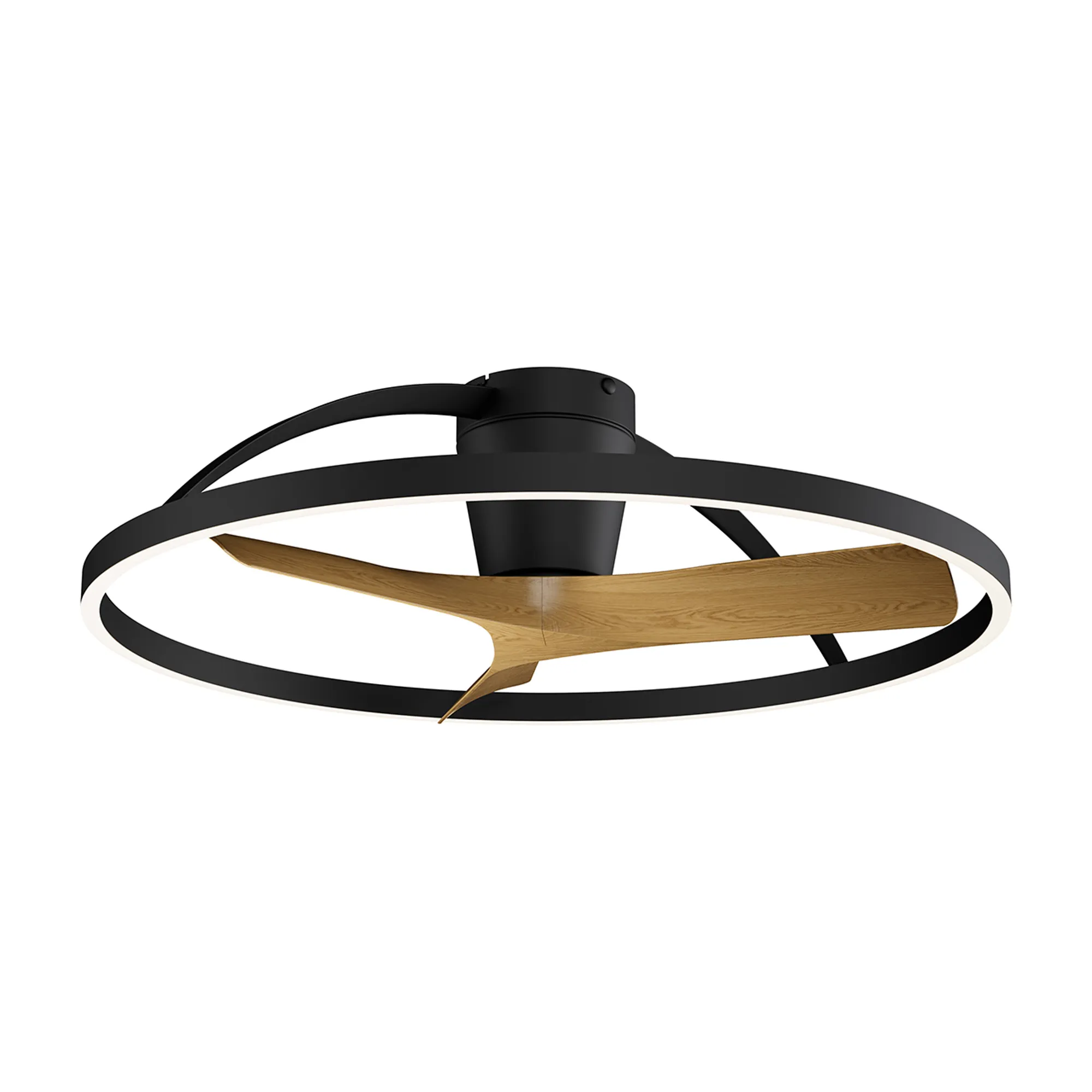 M9044  Nepal II 75cm 32W LED Dimmable Light With Built-In 32W DC Reversible Fan, Black/Wood Finish c/w Remote Control, 4000lm
